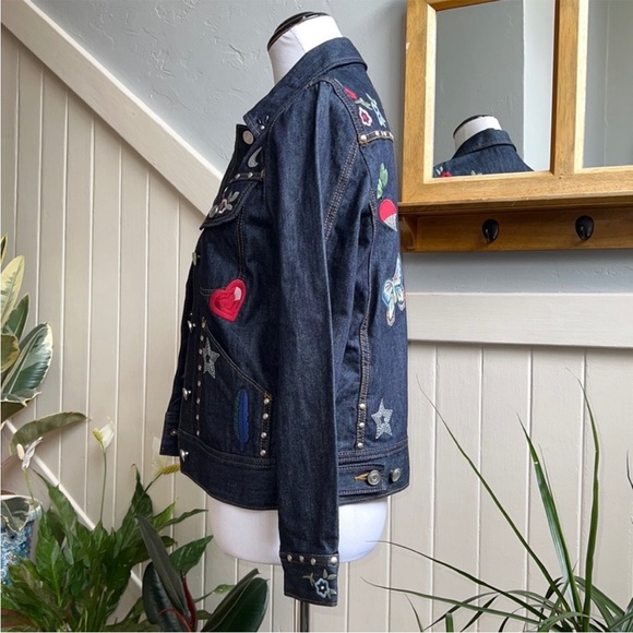Coach Embroidered Denim Jean Jacket in Multi - Picture 12 of 16